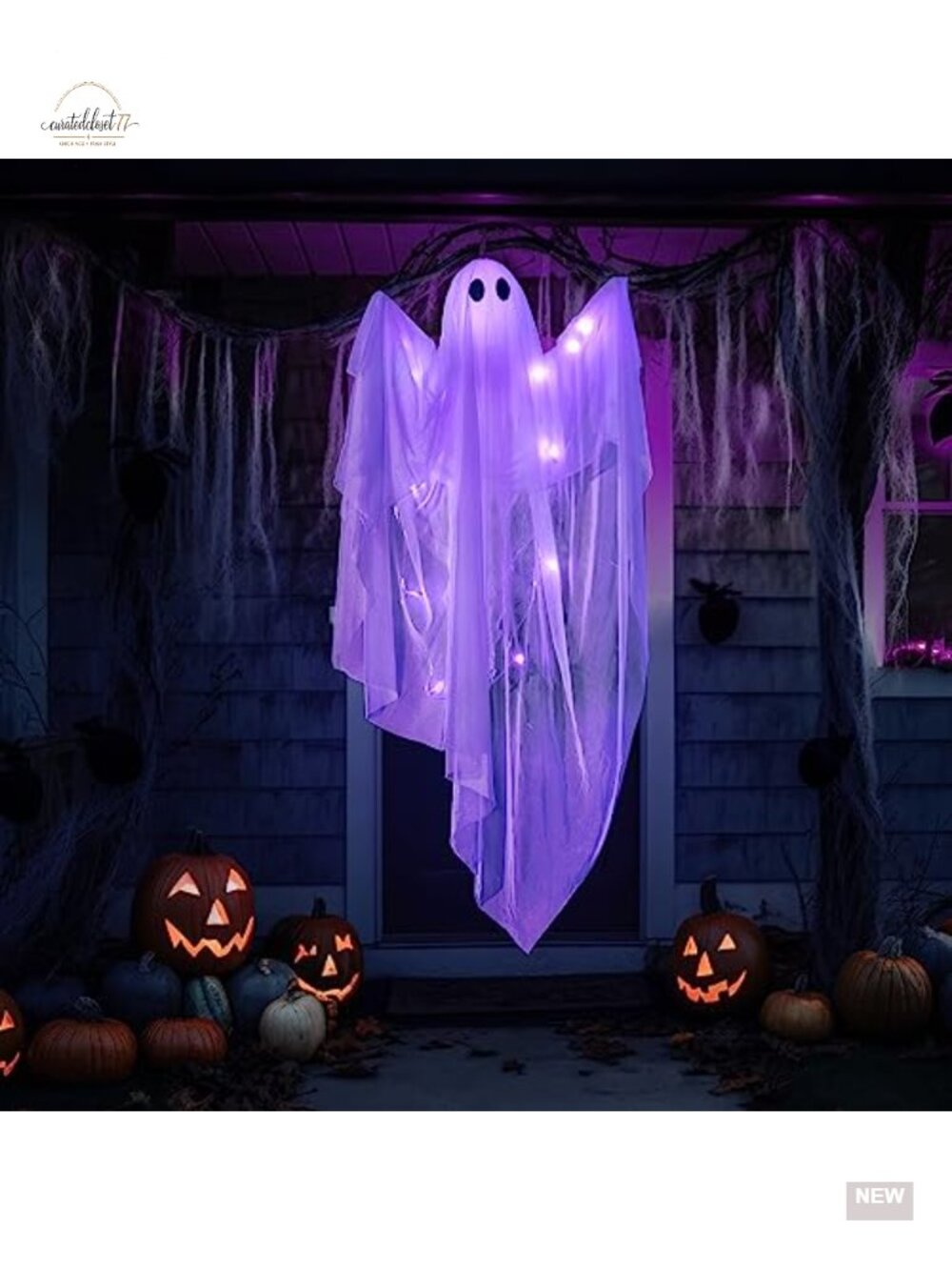 Hanging Light-Up Ghost Decoration Waterproof Halloween Prop - Picture 5 of 6